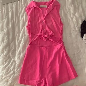 Amanda Uprichard Pink Cut-Out Romper